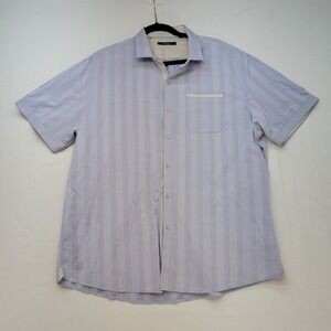 7 Diamonds Button Down Shirt Mens XXXL Blue Striped Short Sleeve Cotton